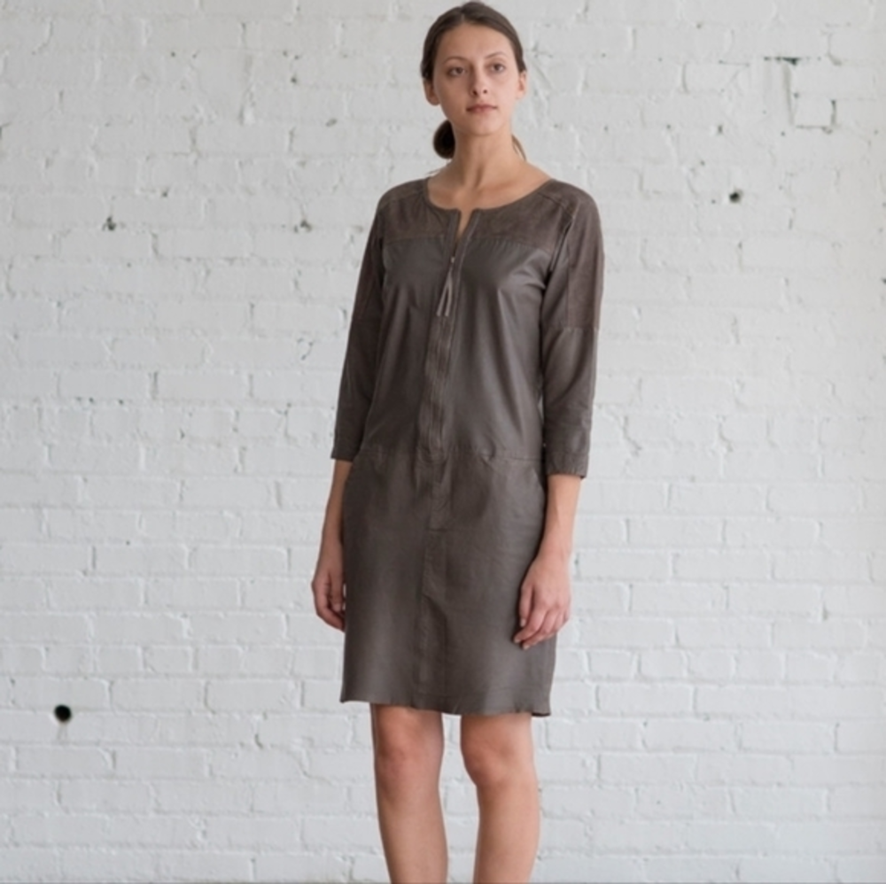 HUMANOID 100% Sheep‎ Skin & Goat Suede Pocketed Dress Women's S NWOT Condition
